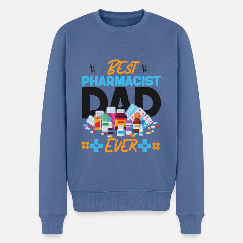 Technicien en pharmacie - Pull Premium bio Homme - bleu pigeon