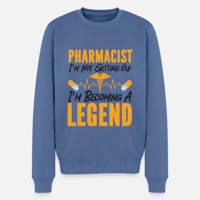 Technicien en pharmacie - Pull Premium bio Homme - bleu pigeon