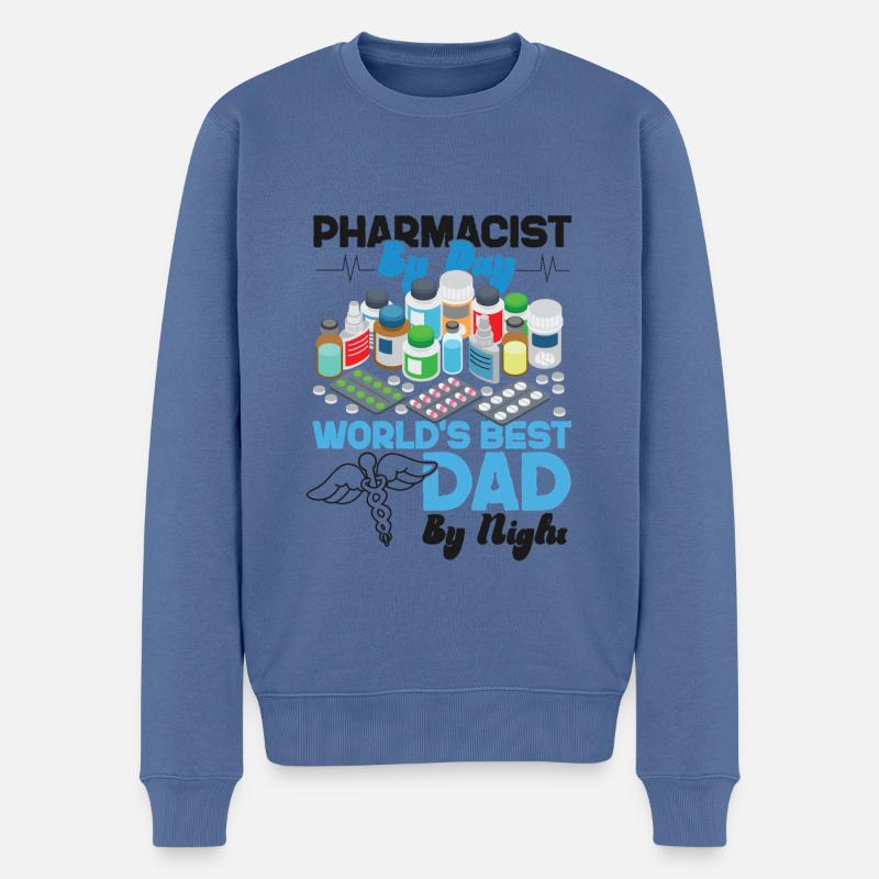 Technicien en pharmacie - Pull Premium bio Homme - bleu pigeon