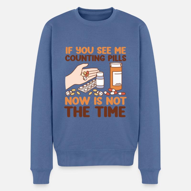 Technicien en pharmacie - Pull Premium bio Homme - bleu pigeon