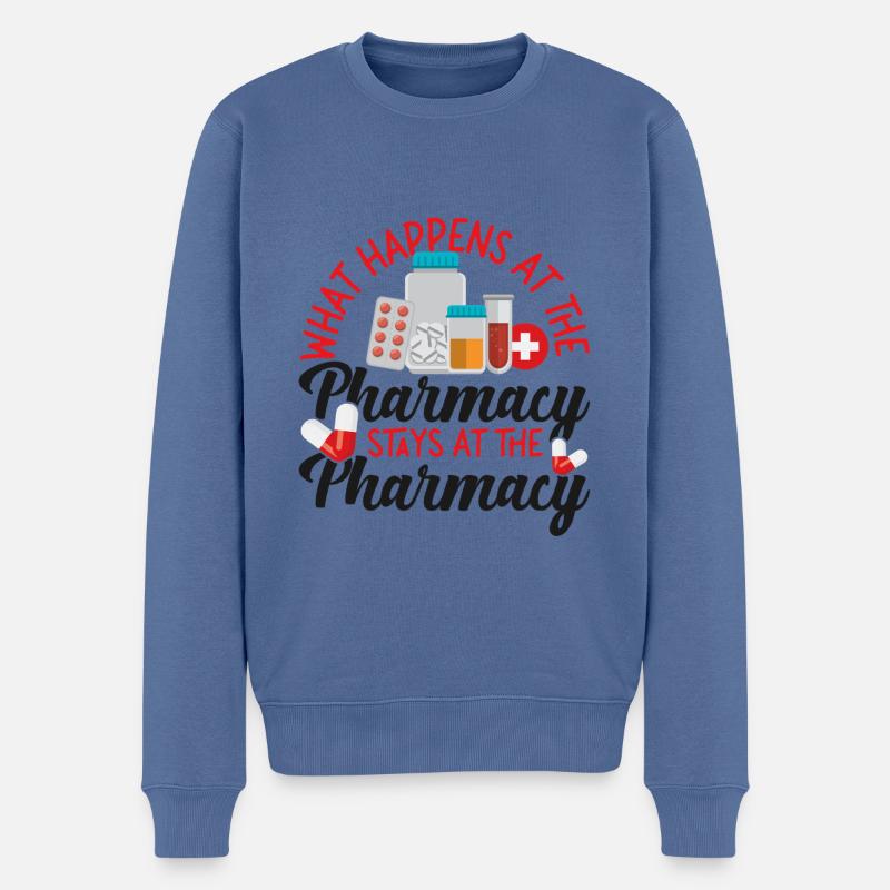 Technicien en pharmacie - Pull Premium bio Homme - bleu pigeon