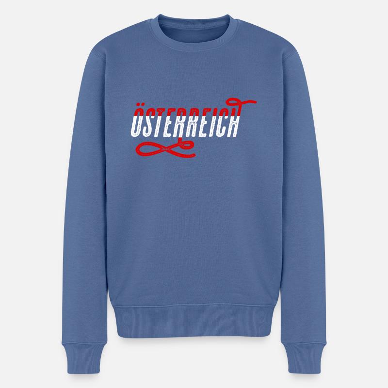 Österreich Austria - Männer Premium Bio Pullover - Taubenblau