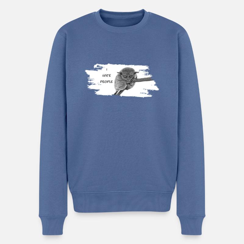 i hate people - Männer Premium Bio Pullover - Taubenblau