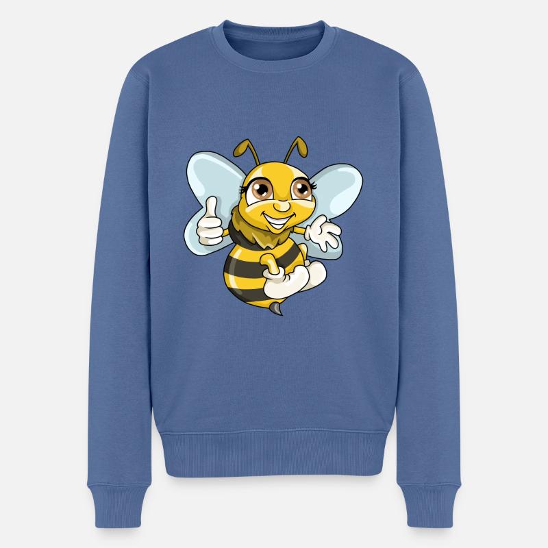 Süße Biene Wespe Illustration Cartoon Comic - Männer Premium Bio Pullover - Taubenblau