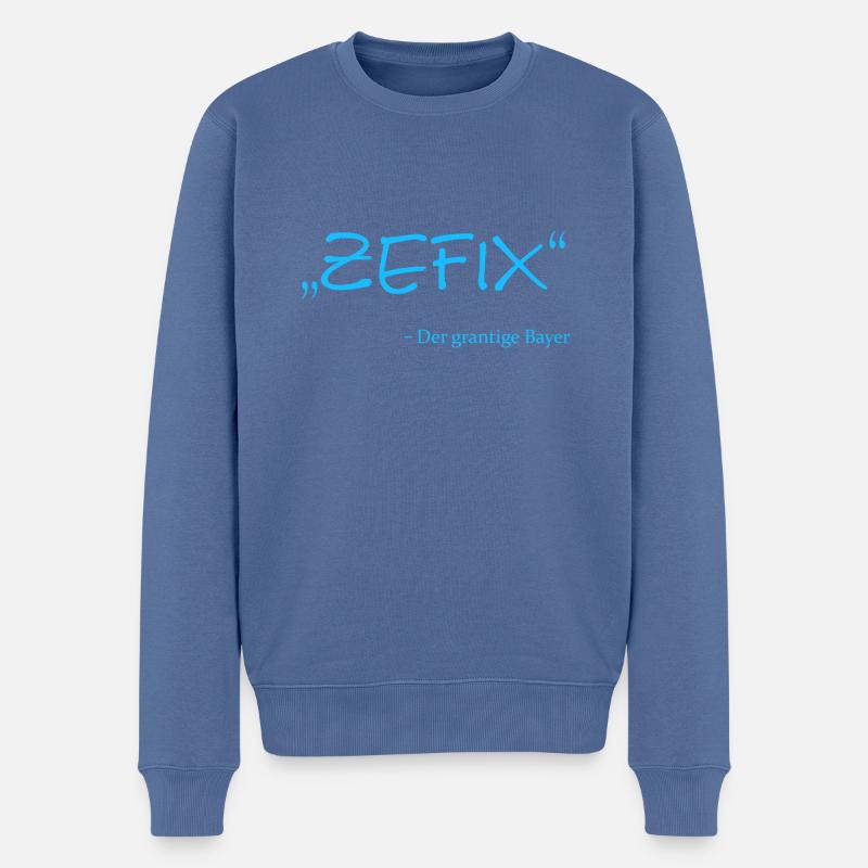 Zefix, Der grantige Bayer - Männer Premium Bio Pullover - Taubenblau