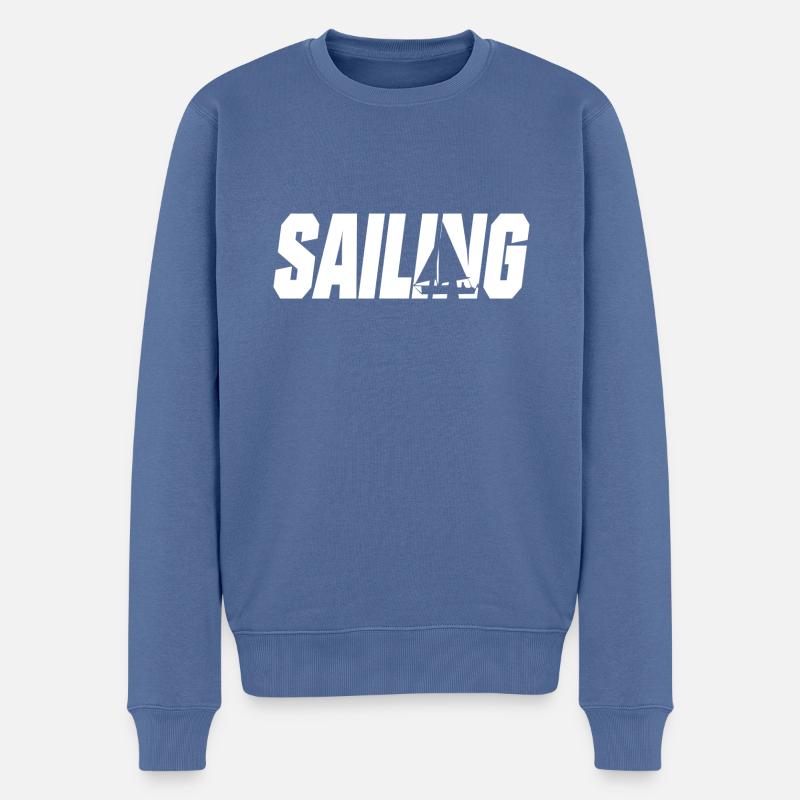 sailing segeln segelschiff - Männer Premium Bio Pullover - Taubenblau