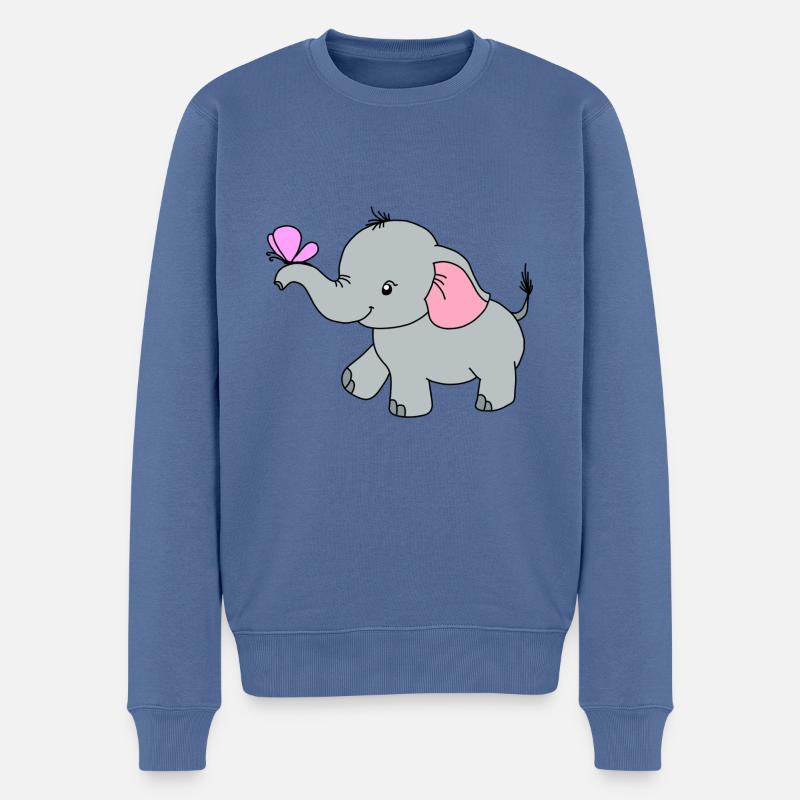 Elefant Schmetterling Niedlich - Männer Premium Bio Pullover - Taubenblau
