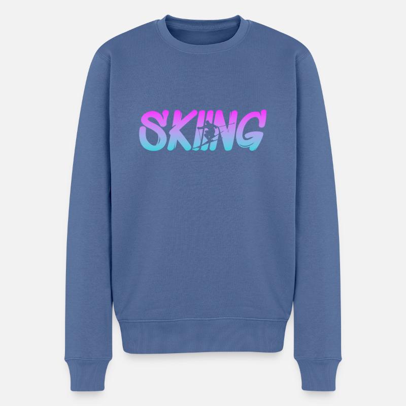 skiing - Männer Premium Bio Pullover - Taubenblau
