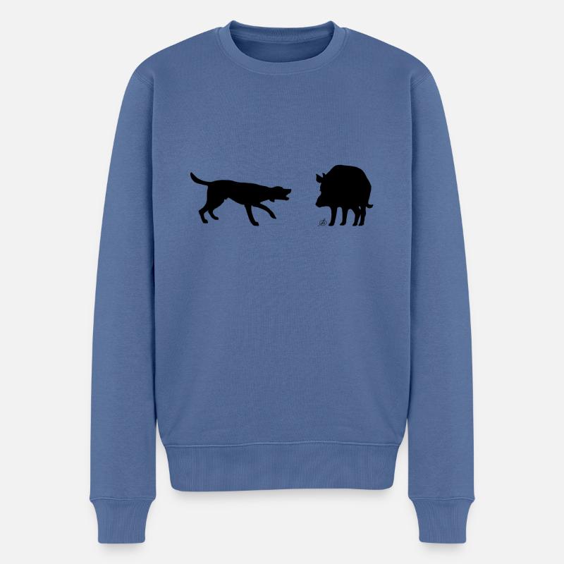 Jagdhund am Schwarzwild - Männer Premium Bio Pullover - Taubenblau
