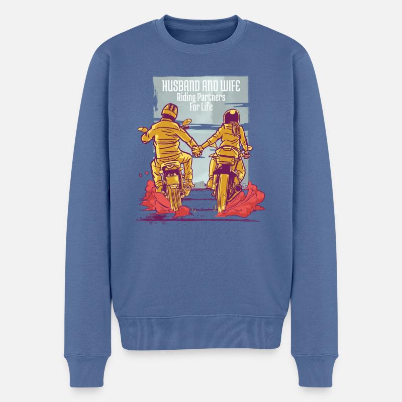 Ehemann & Ehefrau Reitpartner fürs Leben - Männer Premium Bio Pullover - Taubenblau