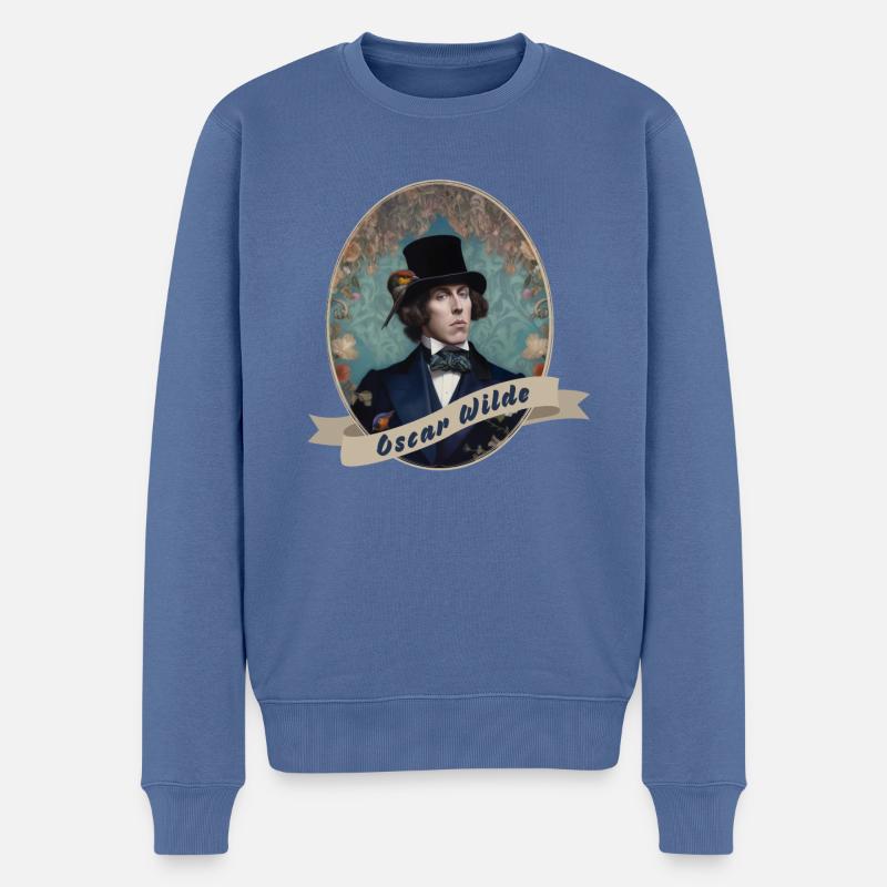 Porträt des Dandys - Oscar Wilde - Männer Premium Bio Pullover - Taubenblau