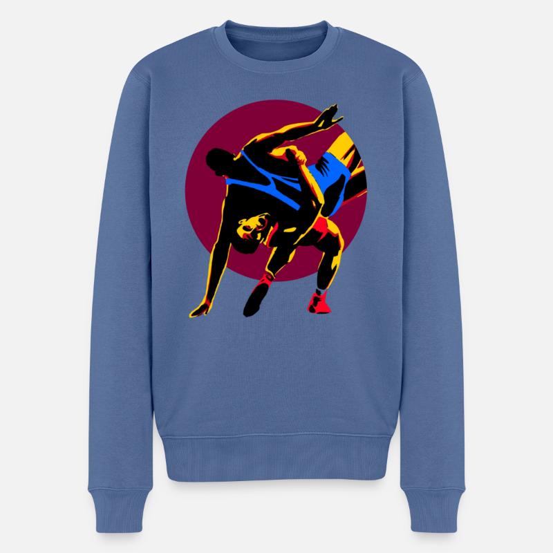 Lutte - Pull Premium bio Homme - bleu pigeon