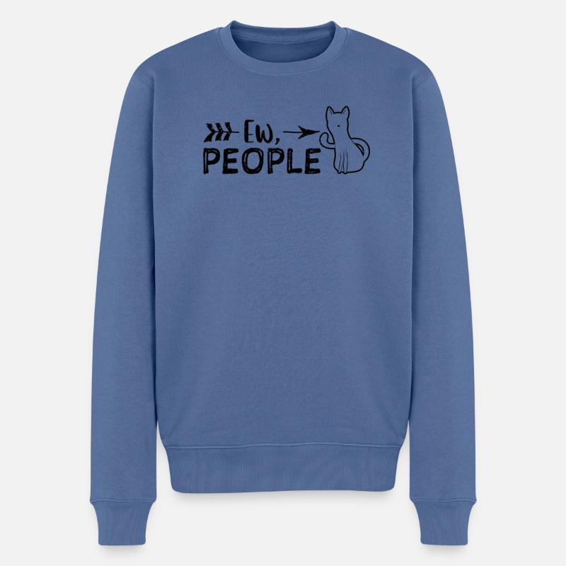 Ew People - Katzen - Männer Premium Bio Pullover - Taubenblau