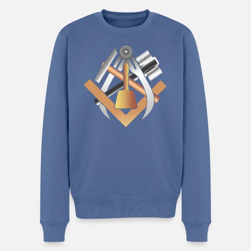 Handwerkszeichen Steinmetz ohne Schrift - Männer Premium Bio Pullover - Taubenblau