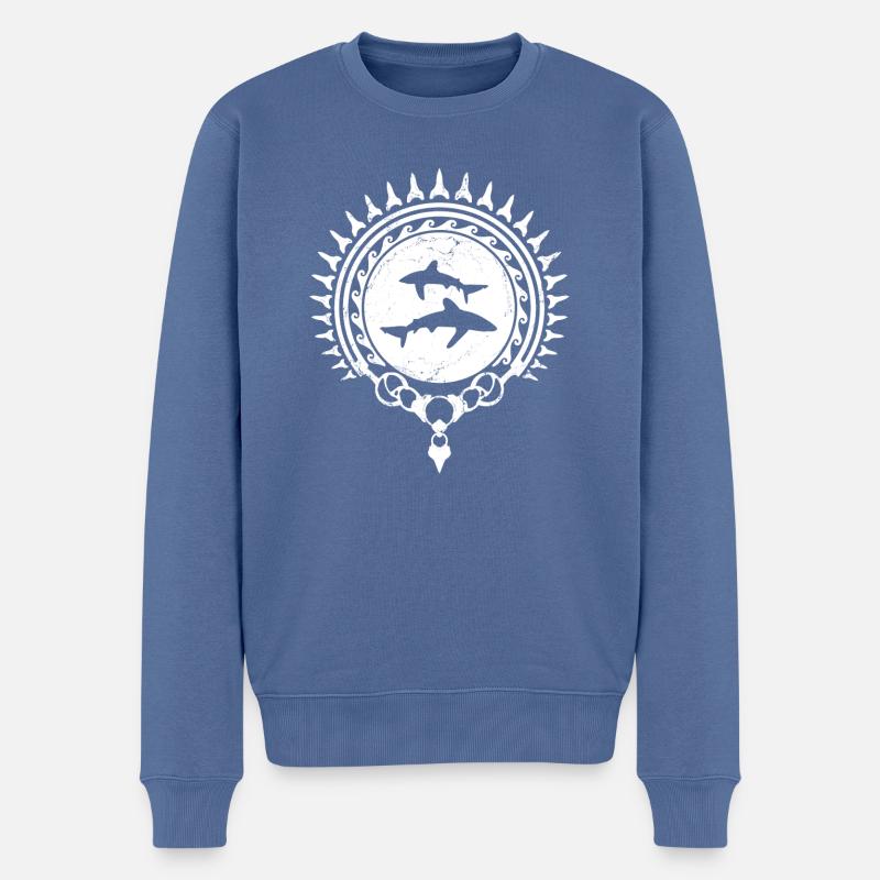 Longimanus Weißspitzenhai - Männer Premium Bio Pullover - Taubenblau