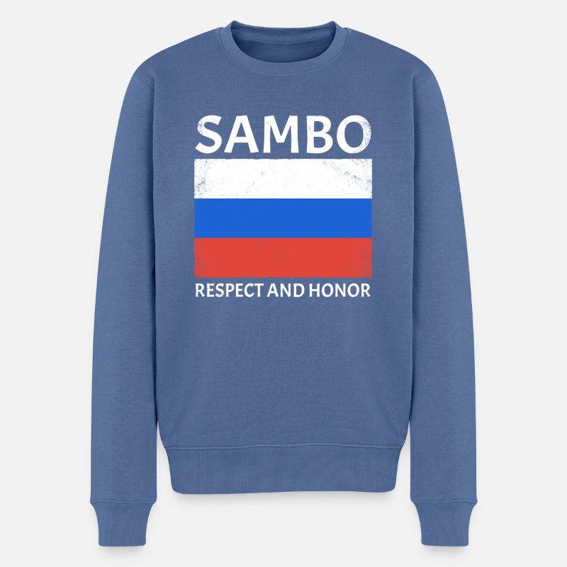 Lutte Sambo - Pull Premium bio Homme - bleu pigeon