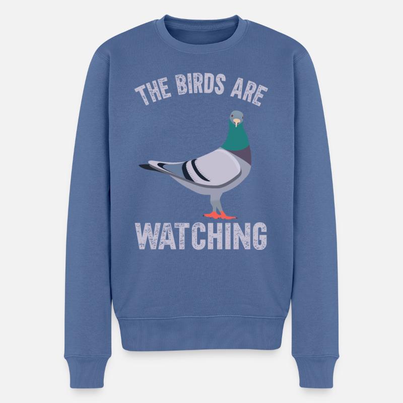 Les oiseaux observent - Pull Premium bio Homme - bleu pigeon