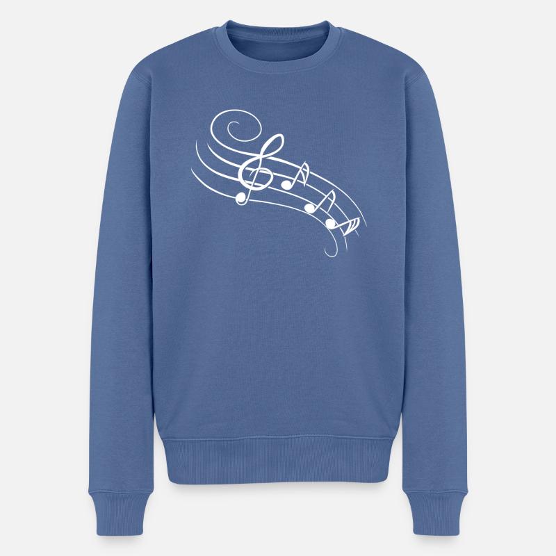 Notes de musique - blanc - Pull Premium bio Homme - bleu pigeon
