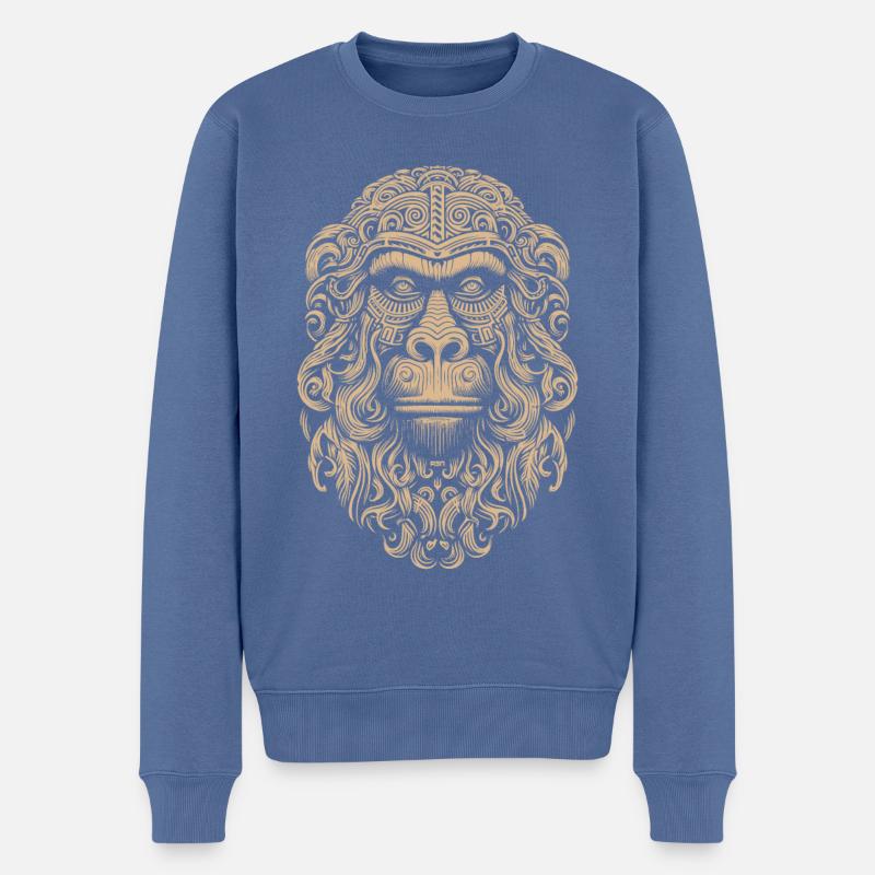 Singe sage - Pull Premium bio Homme - bleu pigeon