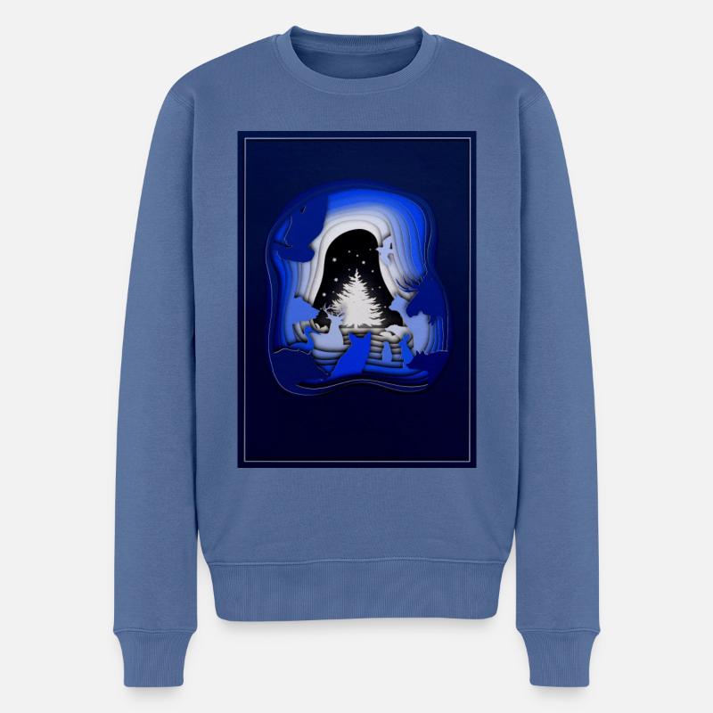 Waldweihnacht im Scherenschnitt Stil - Männer Premium Bio Pullover - Taubenblau