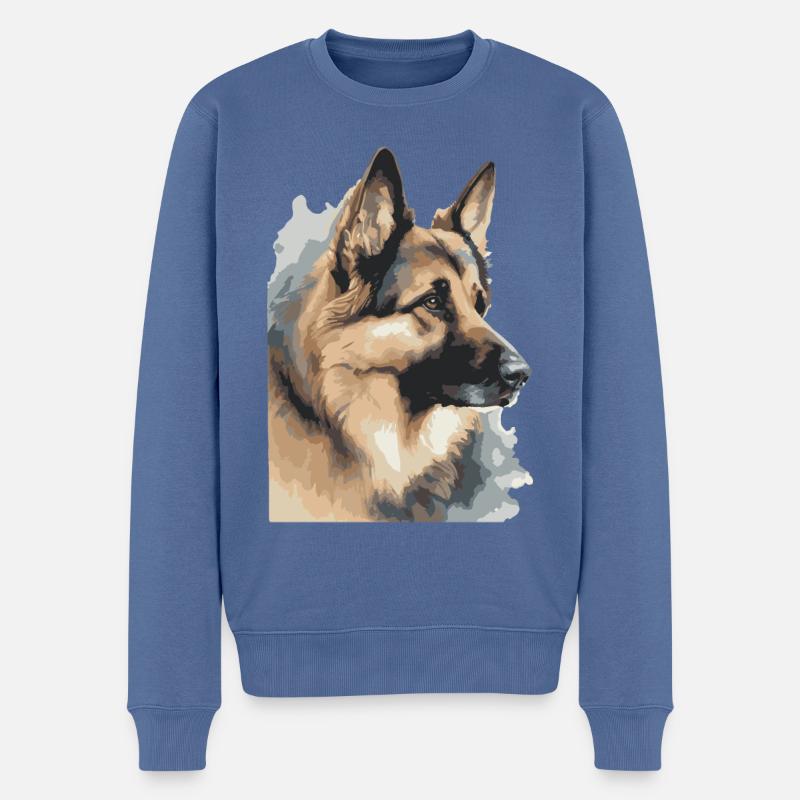 Deutscher Schäferhund Porträt Wasserfarben - Männer Premium Bio Pullover - Taubenblau