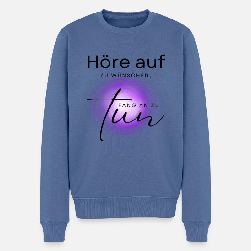 POSITIVE EINSTELLUNG MINDSET Motivation - Männer Premium Bio Pullover - Taubenblau