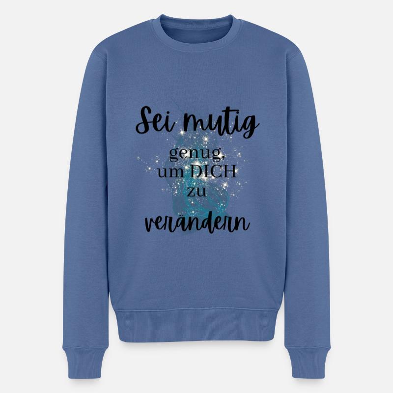 POSITIVE EINSTELLUNG MINDSET Motivation - Männer Premium Bio Pullover - Taubenblau