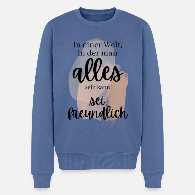 freundlich POSITIVE EINSTELLUNG MINDSET Motivation - Männer Premium Bio Pullover - Taubenblau