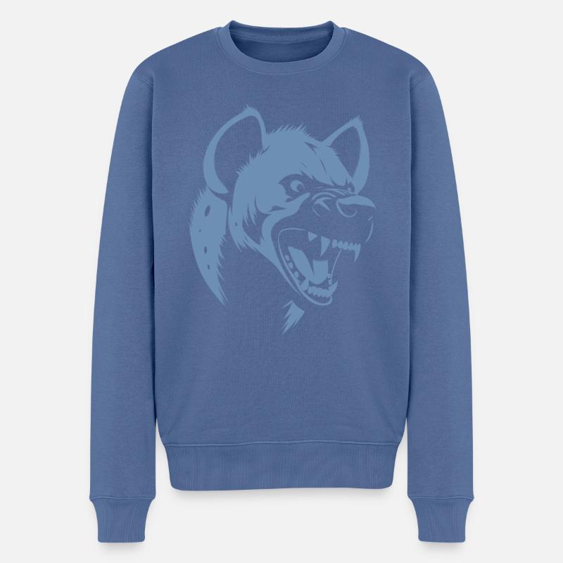 Minimalistische Hyäne Silhouette Brüllend - Männer Premium Bio Pullover - Taubenblau