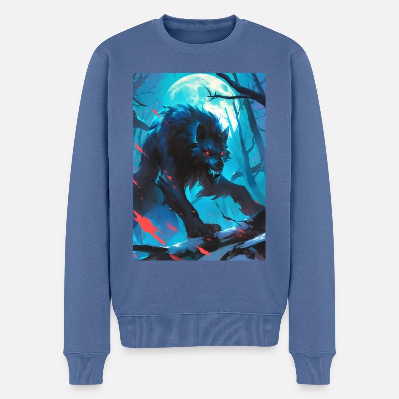 Loup-garou Werwolf - Pull Premium bio Homme - bleu pigeon