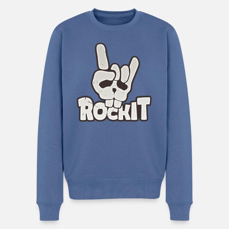 Rockit - Männer Premium Bio Pullover - Taubenblau