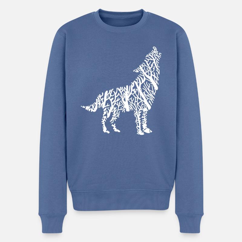 Les loups hurlent - Pull Premium bio Homme - bleu pigeon