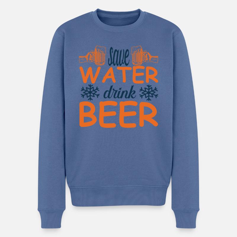 Save water drink beer - Männer Premium Bio Pullover - Taubenblau