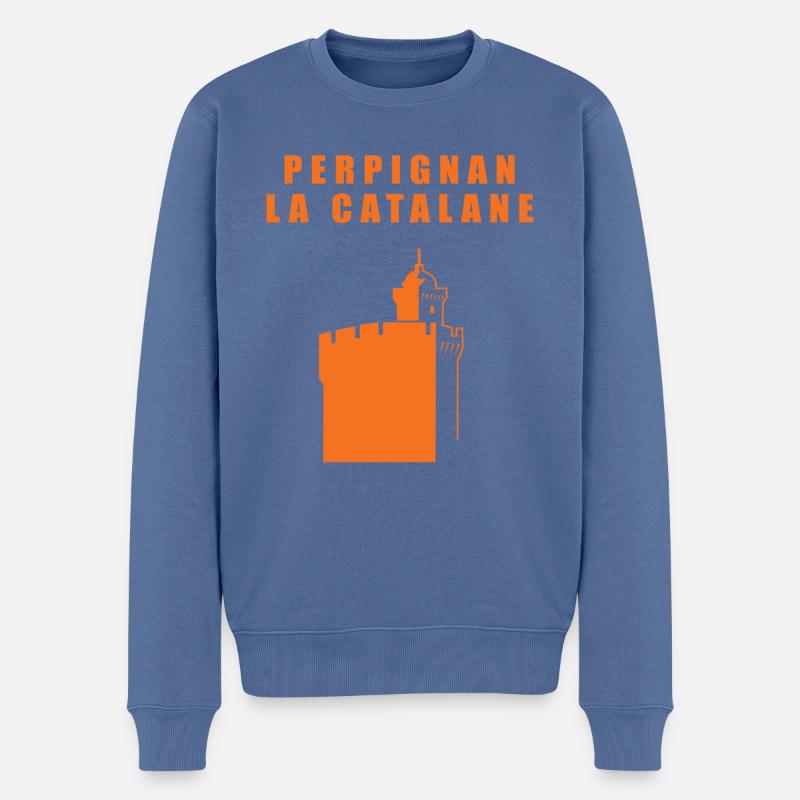 castilletORANGE - Männer Premium Bio Pullover - Taubenblau