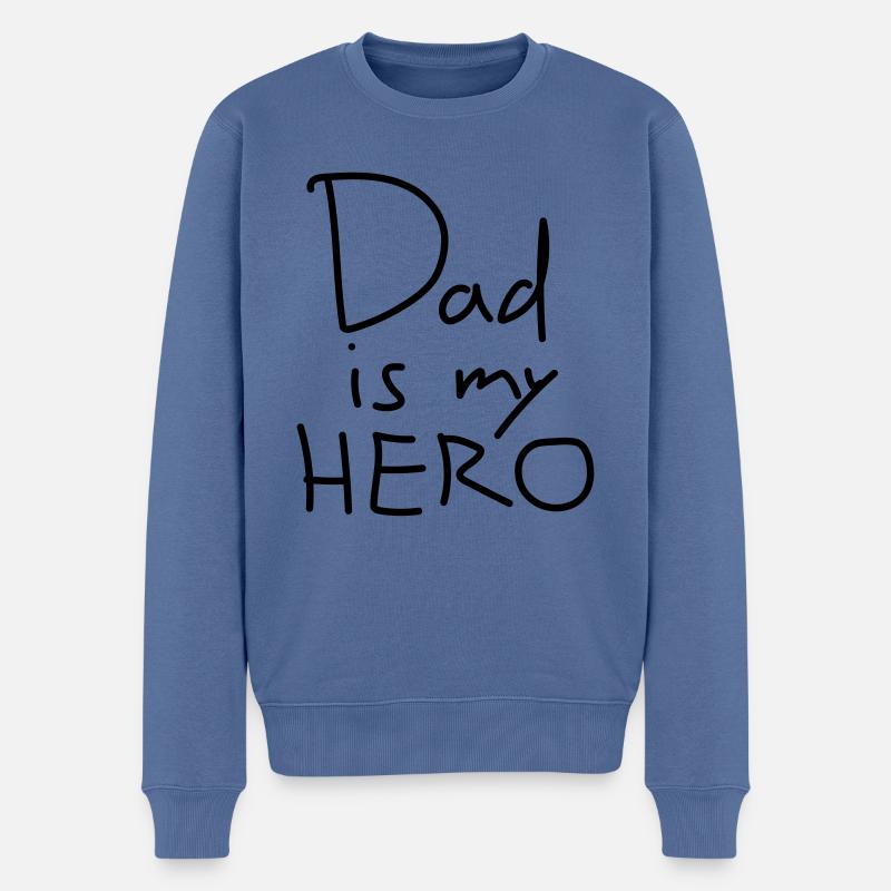 Papa est mon héros - Papa est mon héros - Pull Premium bio Homme - bleu pigeon