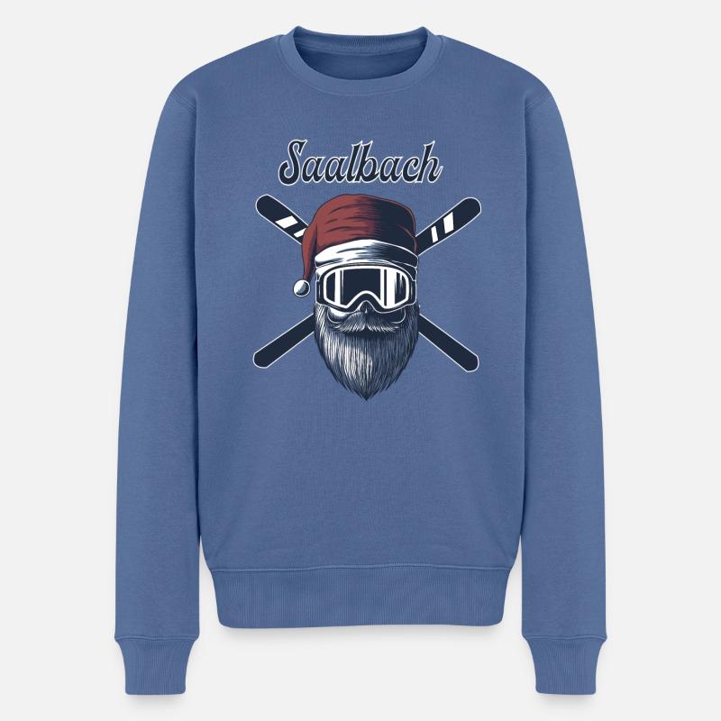 Saalbach Hinterglemm Skiurlaub Skipiste - Männer Premium Bio Pullover - Taubenblau