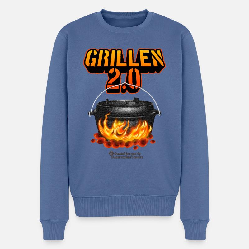 Dutch Oven Grillen 2.0 - Männer Premium Bio Pullover - Taubenblau