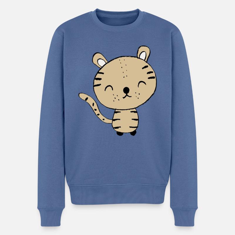 Tiger - Männer Premium Bio Pullover - Taubenblau