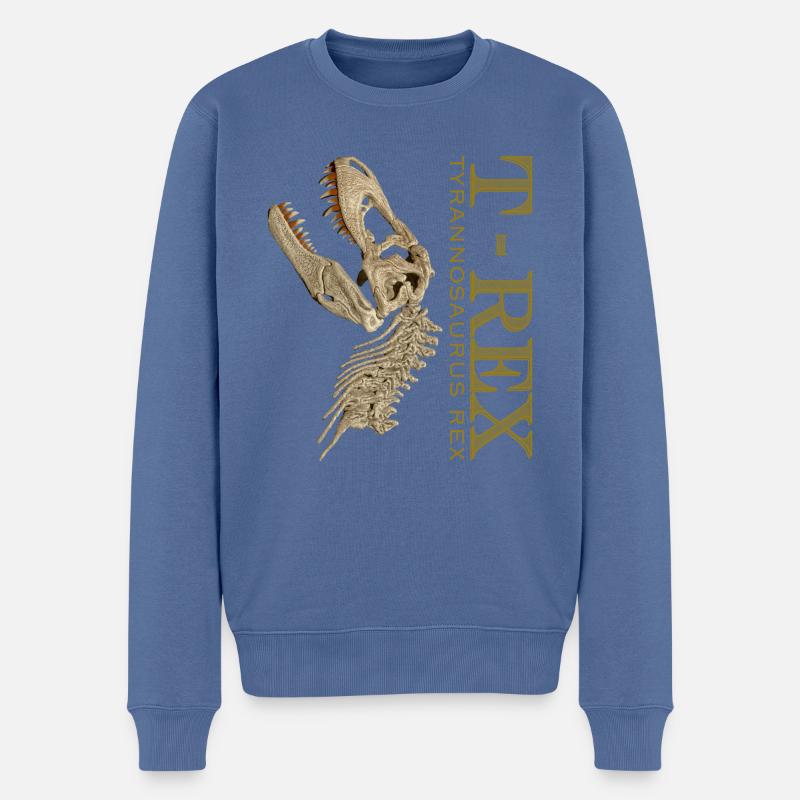 T-Rex Schädel bone - Männer Premium Bio Pullover - Taubenblau