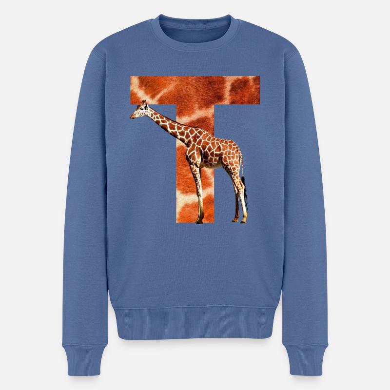 giraffe t - Männer Premium Bio Pullover - Taubenblau