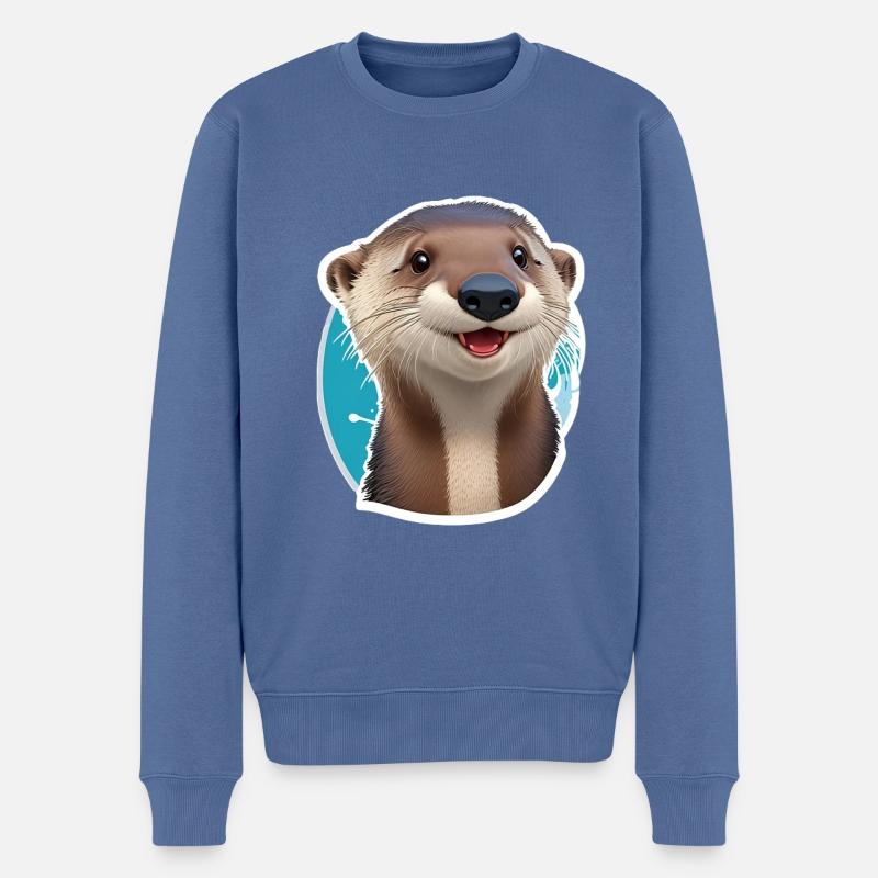 Otter süß - Männer Premium Bio Pullover - Taubenblau