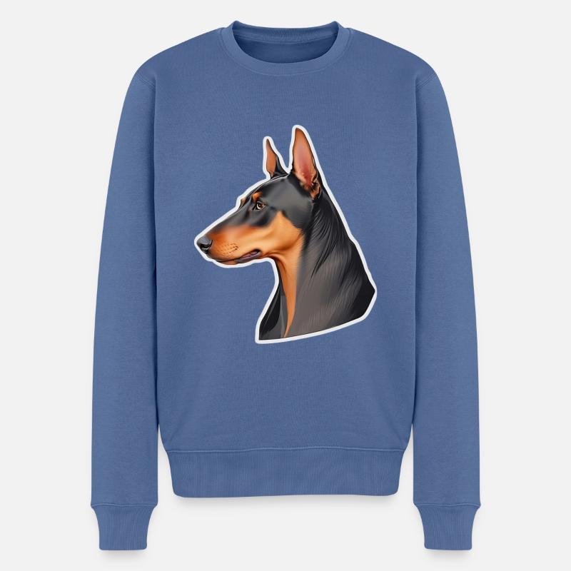 Dobermann - Männer Premium Bio Pullover - Taubenblau