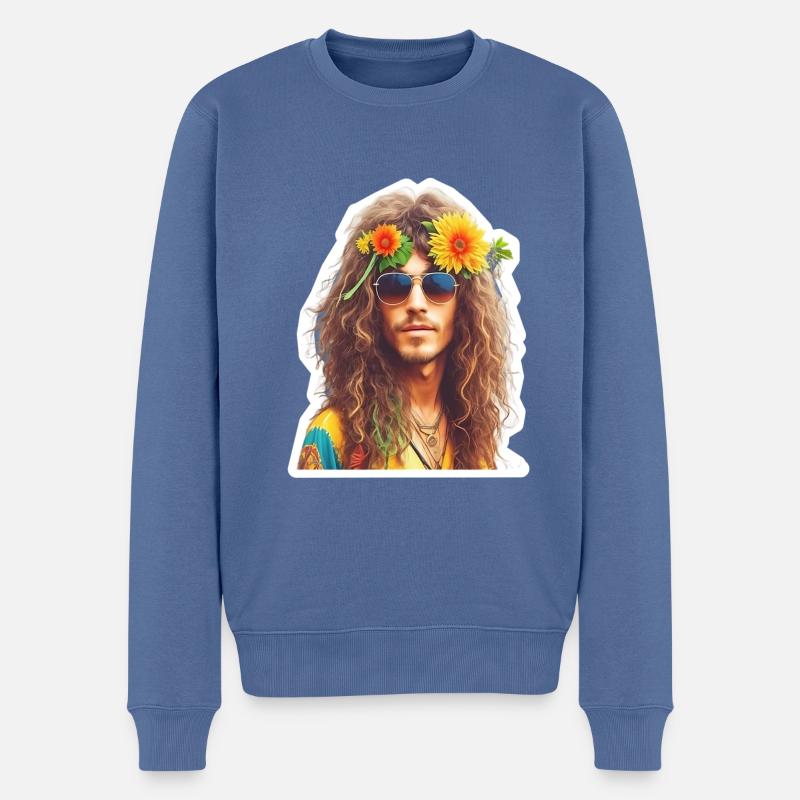 Hippie - Männer Premium Bio Pullover - Taubenblau