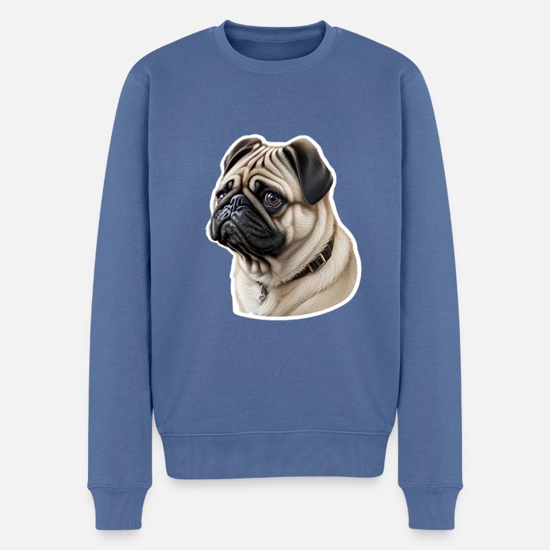 Mops - Männer Premium Bio Pullover - Taubenblau