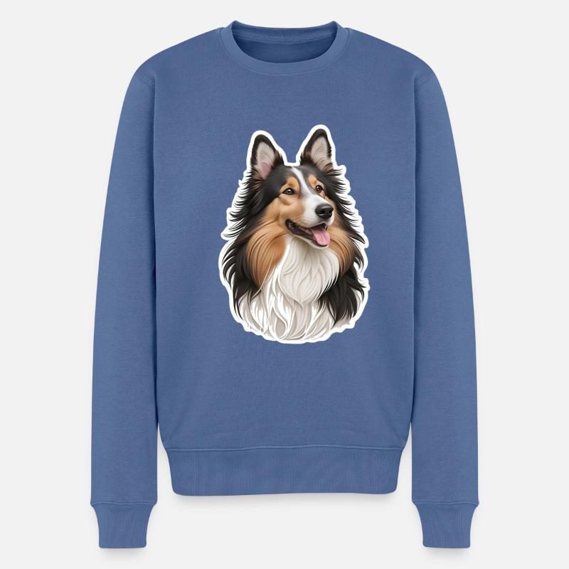 Collie - Männer Premium Bio Pullover - Taubenblau