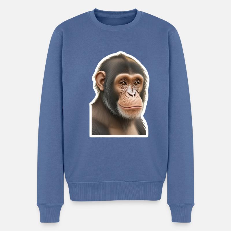 Schimpanse - Männer Premium Bio Pullover - Taubenblau