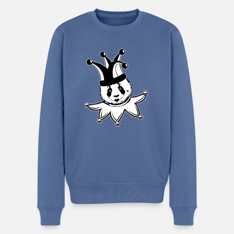 arlequin, panda, illustration, pantomime - Pull Premium bio Homme - bleu pigeon