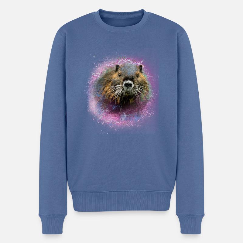 nutria,biber,tier,graffiti,pink,malerei - Männer Premium Bio Pullover - Taubenblau