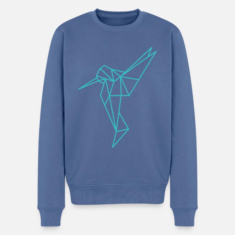 Kolibri Geometrisch Linie - Männer Premium Bio Pullover - Taubenblau