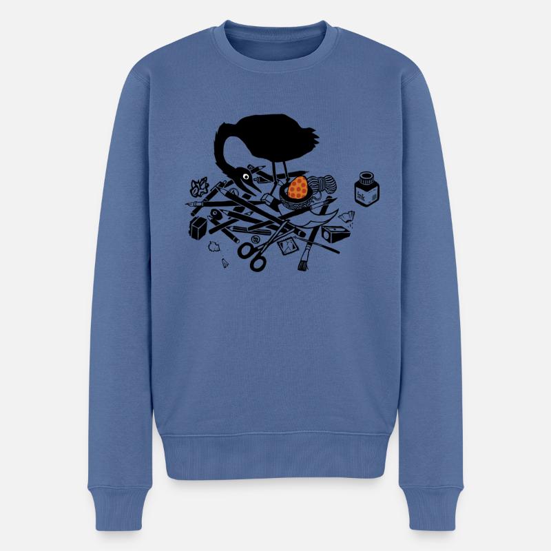 Vogel in Stiften - Männer Premium Bio Pullover - Taubenblau